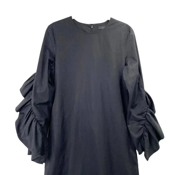 COS puff ruffle sleeve shift dress Sz 4 black - Picture 4 of 11